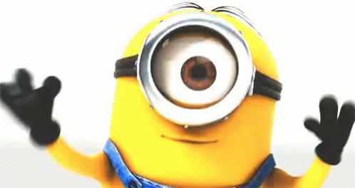 A Yellow Minion With A Big Eye And A Blue Shirt GIF