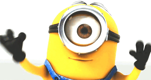Big-Eyed Minion Waving Hands GIF