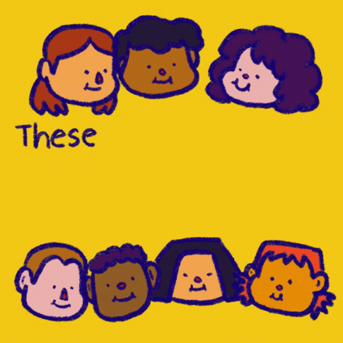 A Yellow Poster With Cartoon Faces And The Words These Aren 'T Someone Else 'S Children GIF