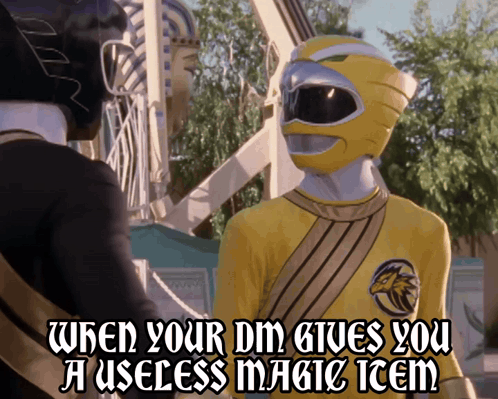 A Yellow Power Ranger Is Standing Next To A Black Power Ranger GIF