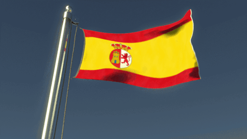A Yellow Red And White Flag With A Coat Of Arms On It GIF