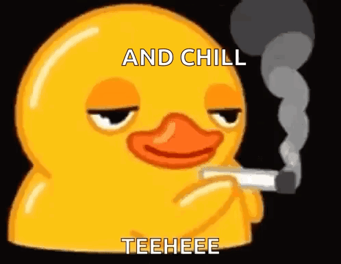 A Yellow Rubber Duck Is Smoking A Cigarette . GIF
