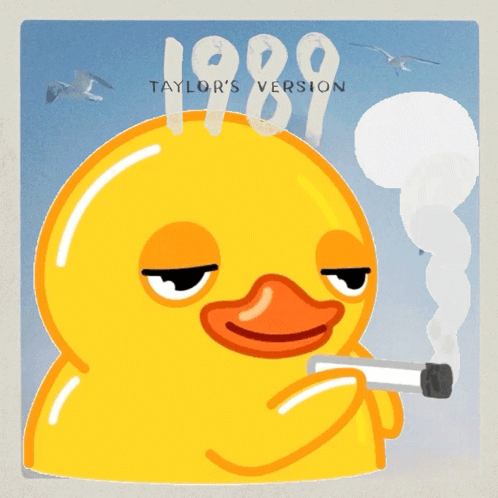 A Yellow Rubber Duck Is Smoking A Cigarette And The Year 1989 Is On The Bottom GIF