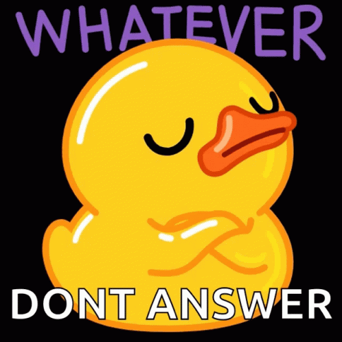 A Yellow Rubber Duck With Its Eyes Closed And The Words Whatever Dont Answer Below It GIF