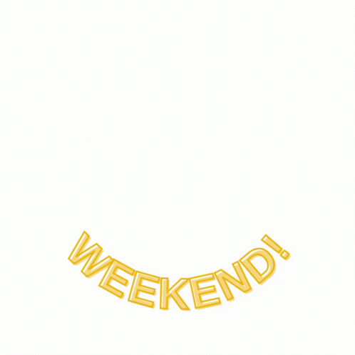 A Yellow Sign That Says Weekend With Two Stars GIF