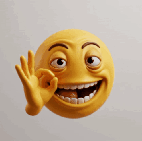 A Yellow Smiley Face Giving An Ok Sign With Its Eyes Closed GIF
