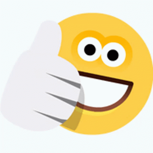 a yellow smiley face is giving a thumbs up sign