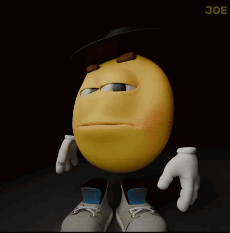 A Yellow Smiley Face Wearing A Hat And Gloves With The Word Joe On The Bottom Right GIF