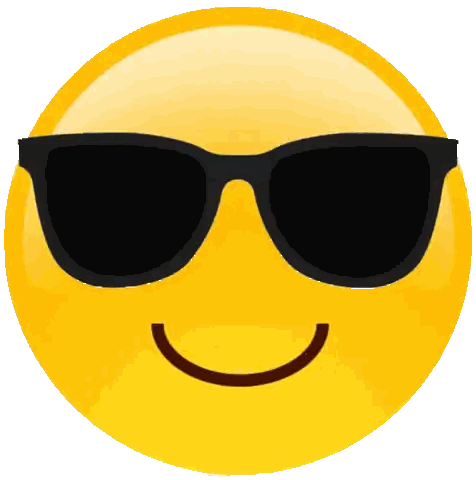 a yellow smiley face wearing sunglasses and smiling