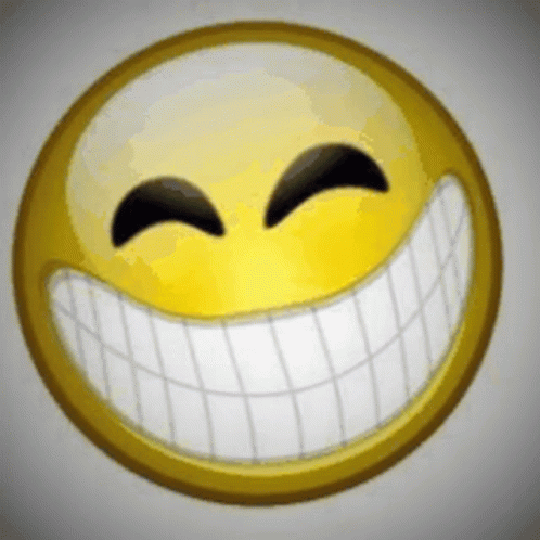 A Yellow Smiley Face With A Big Smile And Closed Eyes GIF