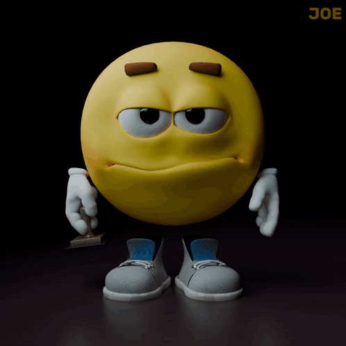 A Yellow Smiley Face With A Black Background And The Letters Joe On The Bottom GIF