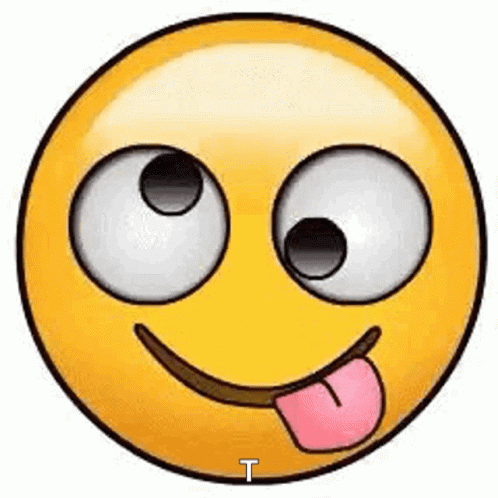 A Yellow Smiley Face With A Pink Tongue Sticking Out . GIF