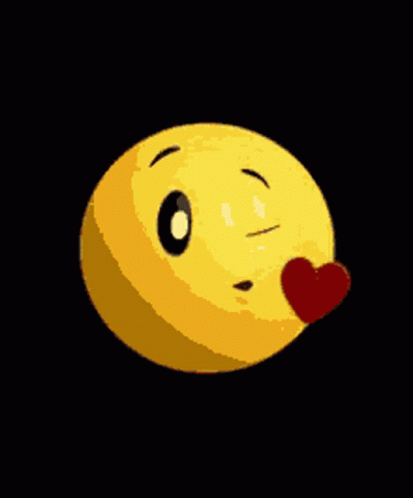 A Yellow Smiley Face With A Red Heart On Its Nose GIF