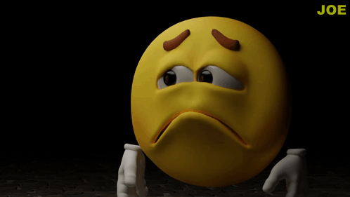 A Yellow Smiley Face With A Sad Look On Its Face And The Word Joe Below It GIF