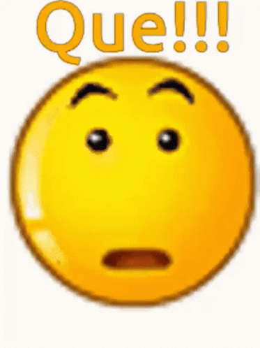 A Yellow Smiley Face With A Surprised Expression And The Word Que Written On It GIF