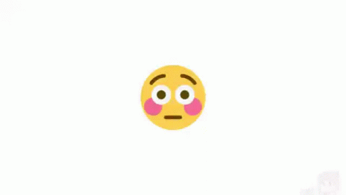 A Yellow Smiley Face With Big Eyes And A Pink Cheek Is Floating In The Air . GIF