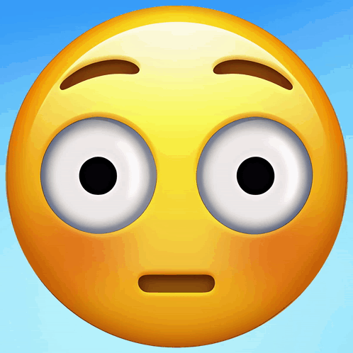 A Yellow Smiley Face With Big Eyes And A Surprised Look On Its Face GIF