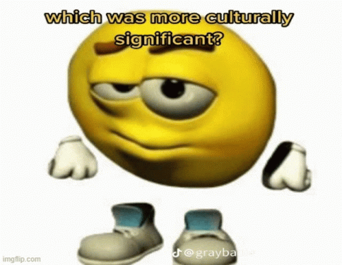 A Yellow Smiley Face With Big Eyes And Arms And Legs Is Standing On A White Background . GIF