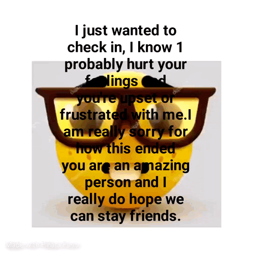 A Yellow Smiley Face With Glasses And A Mustache Has A Message Written On It GIF