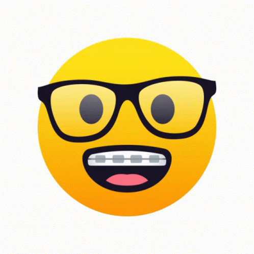 A Yellow Smiley Face With Glasses And Braces On It GIF
