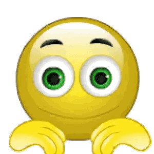 a yellow smiley face with green eyes and yellow arms on a white background