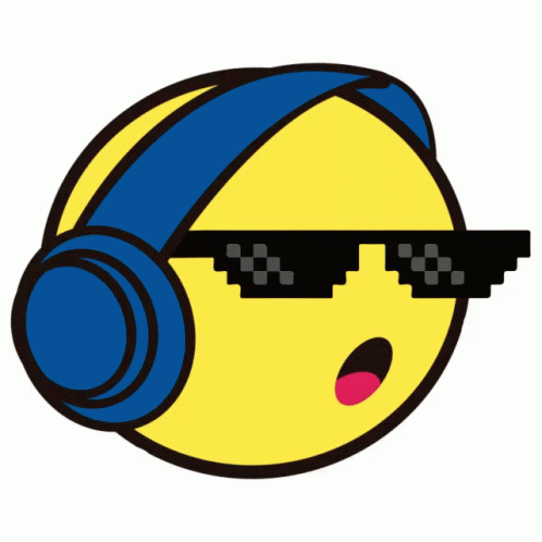 A Yellow Smiley Face With Headphones And Sunglasses GIF