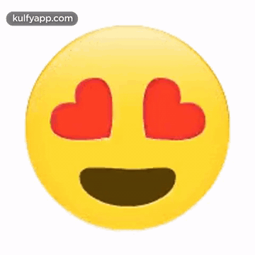 A Yellow Smiley Face With Heart Shaped Eyes And A Smile . GIF