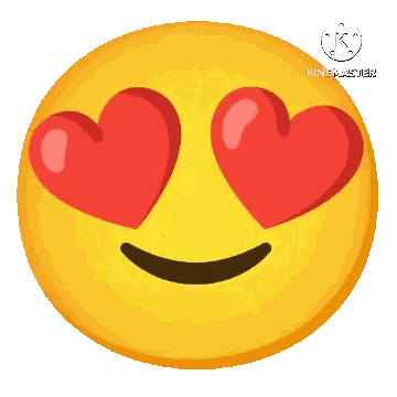 a yellow smiley face with hearts in its eyes