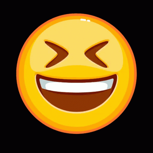 A Yellow Smiley Face With Its Eyes Closed And A Big Smile GIF