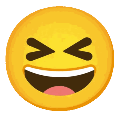 a yellow smiley face with its eyes closed and mouth wide open