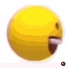 A Yellow Smiley Face With Its Mouth Open And Tongue Sticking Out On A White Background . GIF