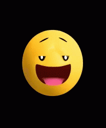 A Yellow Smiley Face With Its Mouth Open And Tongue Sticking Out . GIF