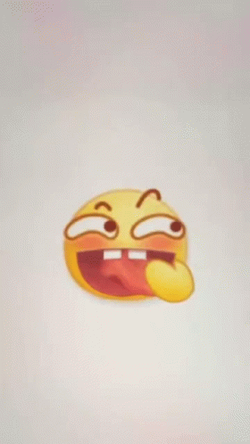 A Yellow Smiley Face With Its Tongue Hanging Out On A White Background GIF