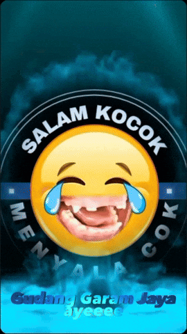 A Yellow Smiley Face With Tears Coming Out Of Its Eyes And The Words Salam Kocok GIF