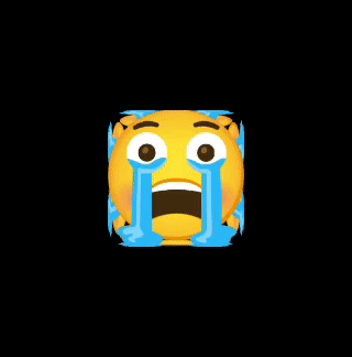 a yellow smiley face with tears coming out of its eyes