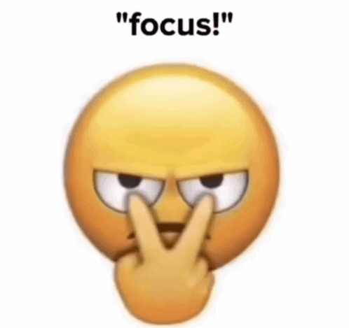 A Yellow Smiley Face With The Words " Focus " Written Below It GIF