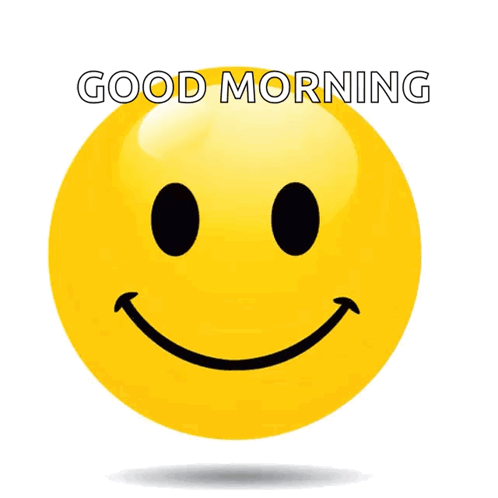 A Yellow Smiley Face With The Words " Good Morning " Below It GIF
