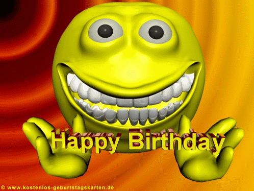 Yellow Smiley Face Happy Birthday GIF