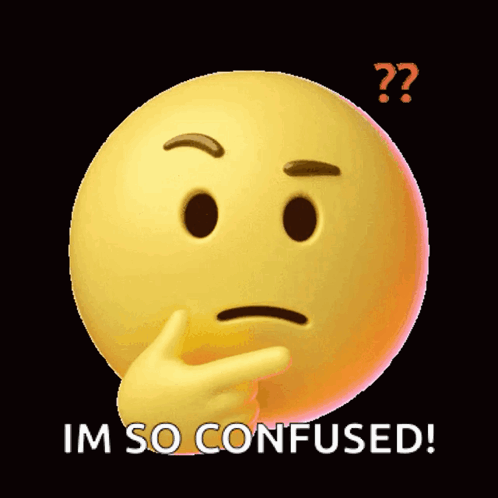 A Yellow Smiley Face With The Words Im So Confused GIF