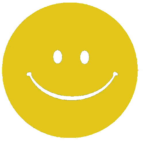 a yellow smiley face with two white circles on it