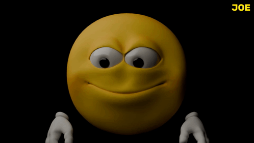 A Yellow Smiley Face With White Hands And The Word Joe On The Bottom Right GIF
