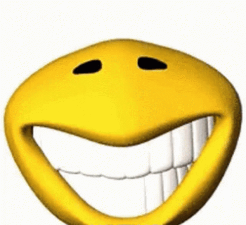 A Yellow Smiley Face With White Teeth And Black Eyes GIF