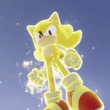 A Yellow Sonic The Hedgehog Is Standing In The Air GIF