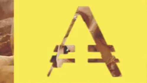 A Yellow Square With A Letter A On It And A Picture Of A Person Holding A Piece Of Chocolate . GIF