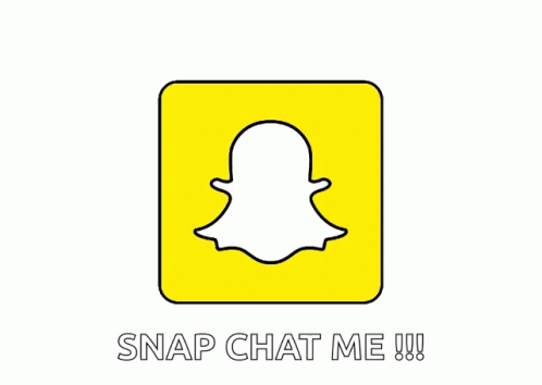 A Yellow Square With A Snapchat Logo And The Words Snap Chat Me !!! Below It GIF