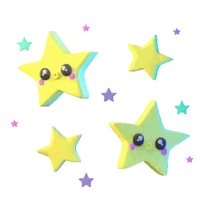 a yellow star with a face and a purple nose