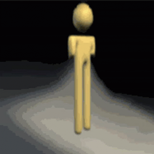 a yellow stick figure with a ball on top of it 's head