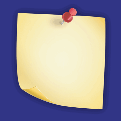 A Yellow Sticky Note With A Red Pin And A Sticker That Says Bugirata On It GIF