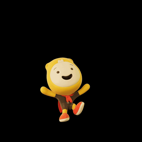 A Yellow Stuffed Animal With A Red Cape Says Hi GIF