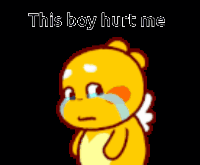 A Yellow Teddy Bear Is Crying And Holding A Broken Heart With The Words This Boy Hurt Me Written Above It GIF